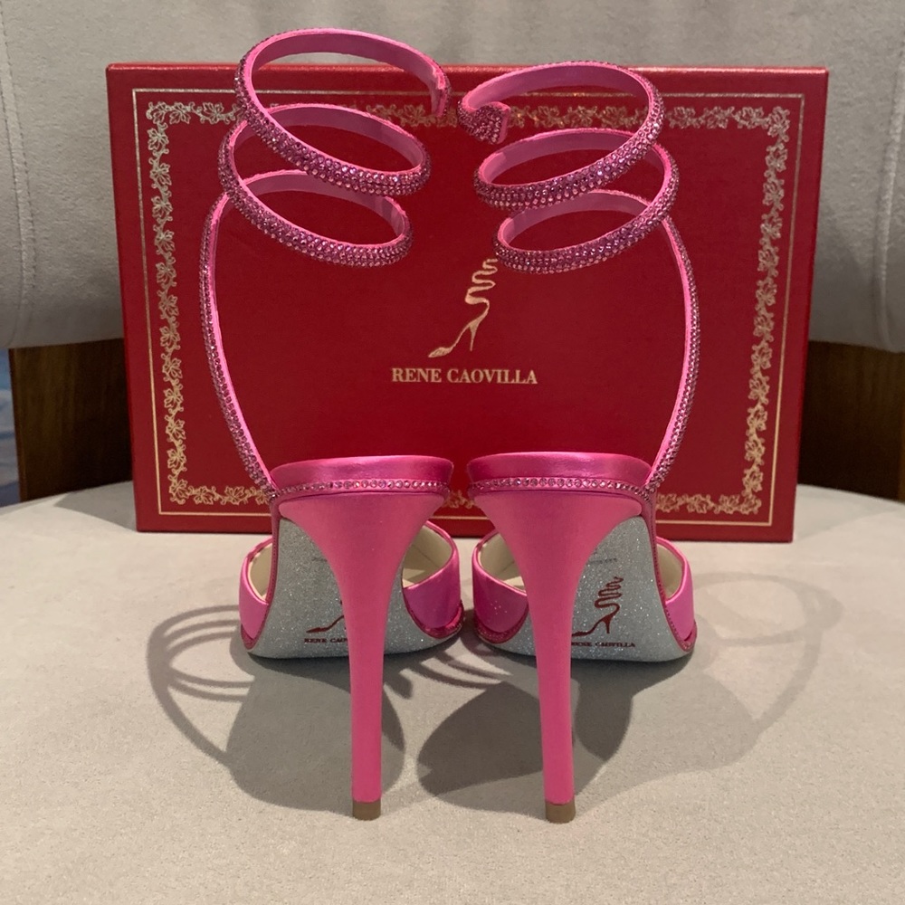 New Authentic Rene Caovilla Satin Crystal Strass Mule - Picture 5 of 9